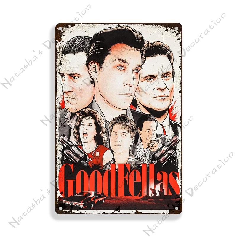 1990 Американский фильм Славные парни Винтажный постер Металлическая жестяная табличка Ржавые металлические таблички Домашний бар Металлическая плакетка Гараж Индустриальный декор