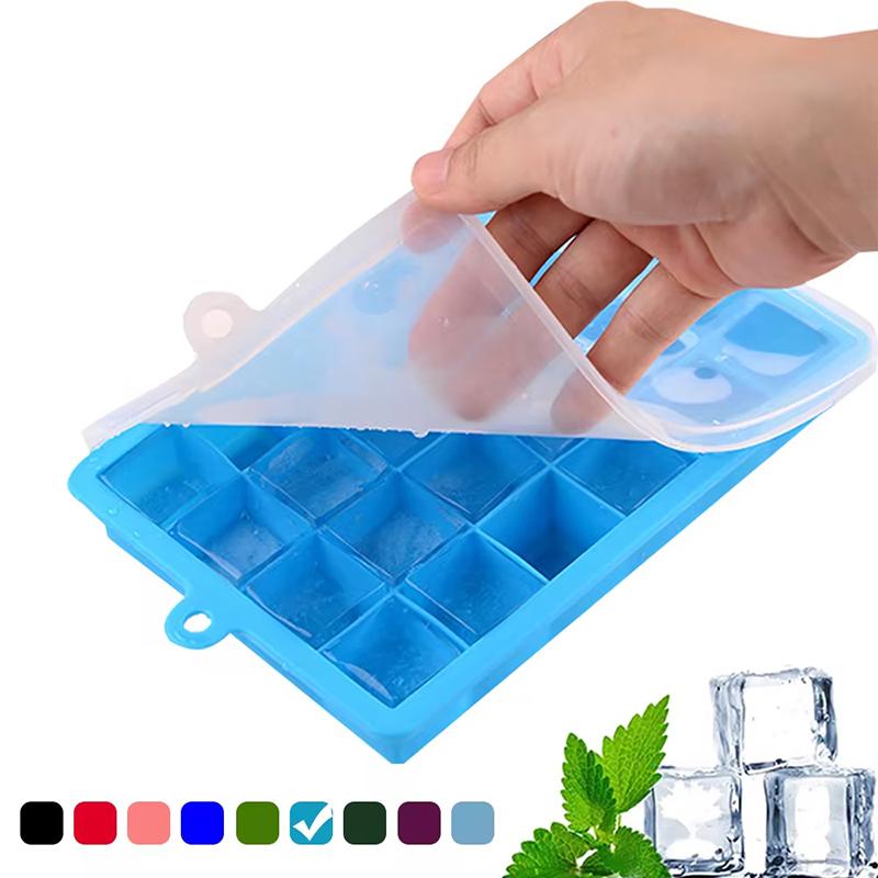 With Lid 24-hole Silicone Ice Tray Square Box Auxiliary Food Puree Cheese Jelly Mold Bar Kitchen Tool Cocktail Cube
