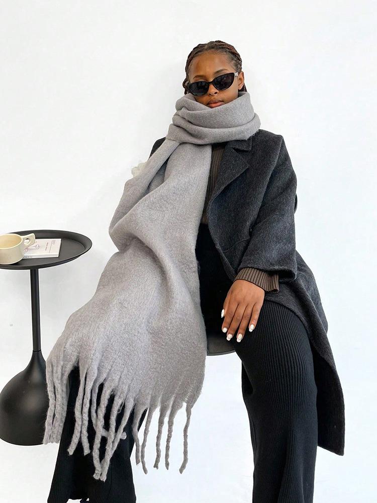 Luxury Winter Scarf Women Solid Cashmere Shawl Soft Elegant Lady Poncho Chuncky Pashmina Bufanda Tassel Echarpe Winter Clothing