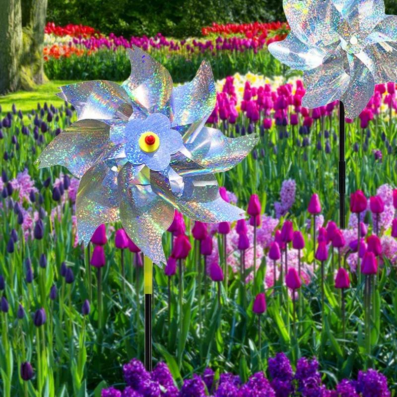 1/10 шт., фермерский серебряный лазерный отпугиватель птиц, вертушки, вращающаяся ветряная мельница, декор для газона, отпугиватель птиц для сада