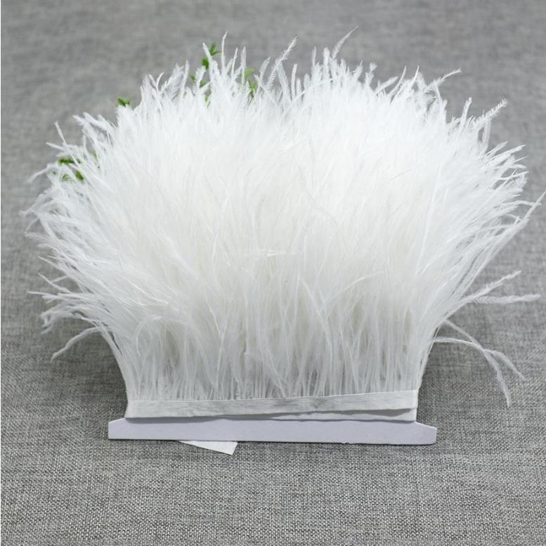 Feather1 meter Multicolor Real Ostrich feather Trims Ribbon 8-10cm White Ostrich Plumas Fringe For Costume DIY Craft Decoration Sewing