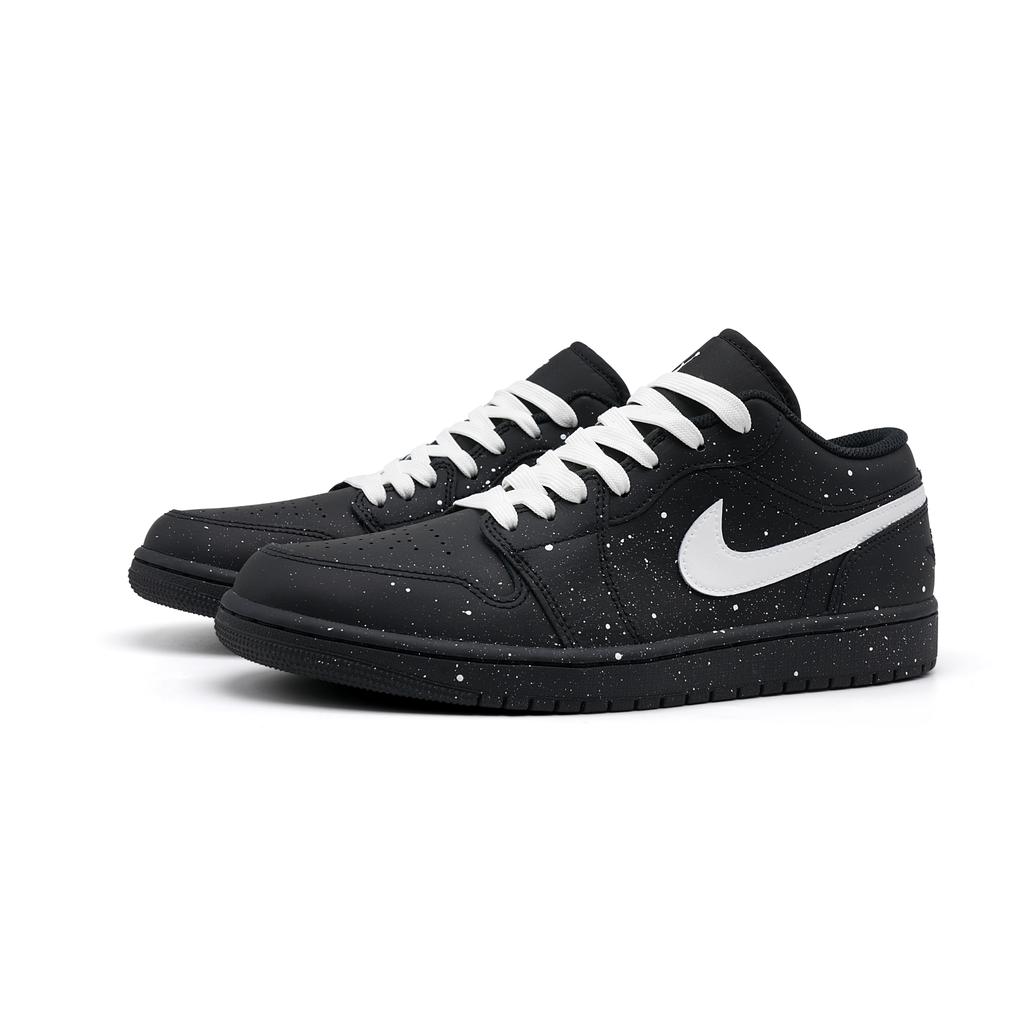 Jordan Air Jordan 1 Black Warrior Abrasion Resistant Low top Vintage Basketball Shoes Men's Black White 553558-093(Team1576-)