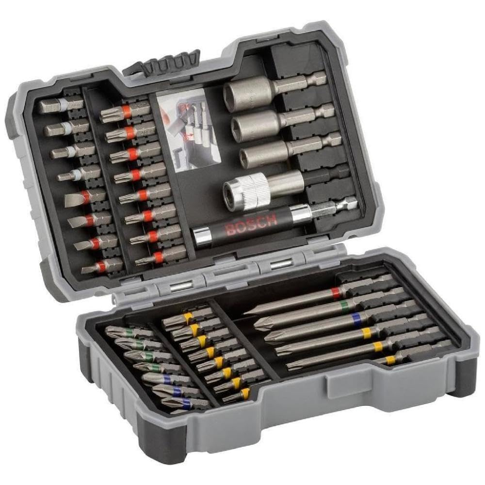 BOSCH Driver Bit Set Hexagonal Shaft 9 Mm Groove 25 Case 2607017164 (43 Pieces, 6.35 Mm, Shank, Mm, Included)