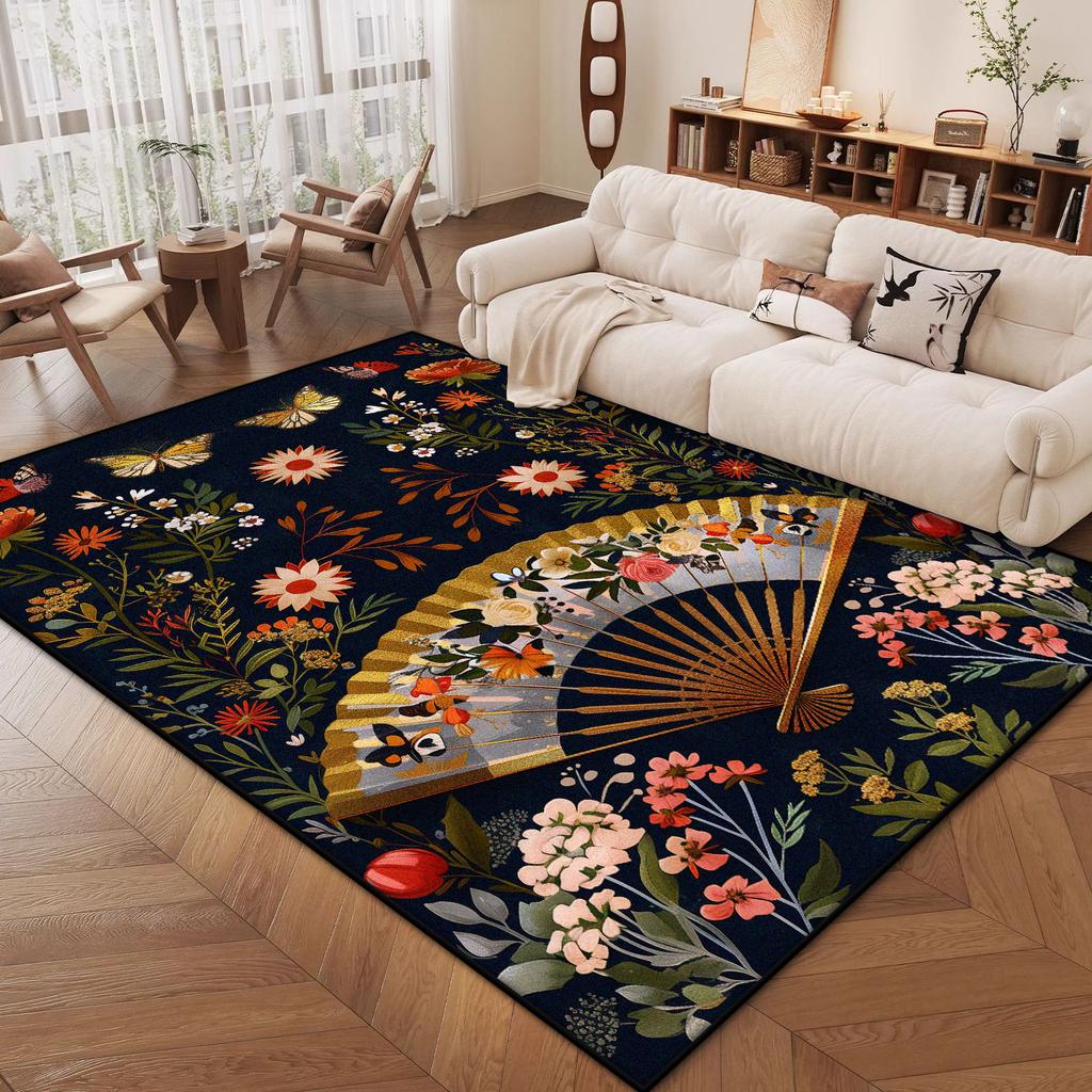 Восточный Роскошный Декор Ковры для Гостиной Цветочный Дизайн Мягкое Украшение Комнаты Эстетичный Ковер для Спальни Кабинет Противоскользящий Коврик Легко Чистить