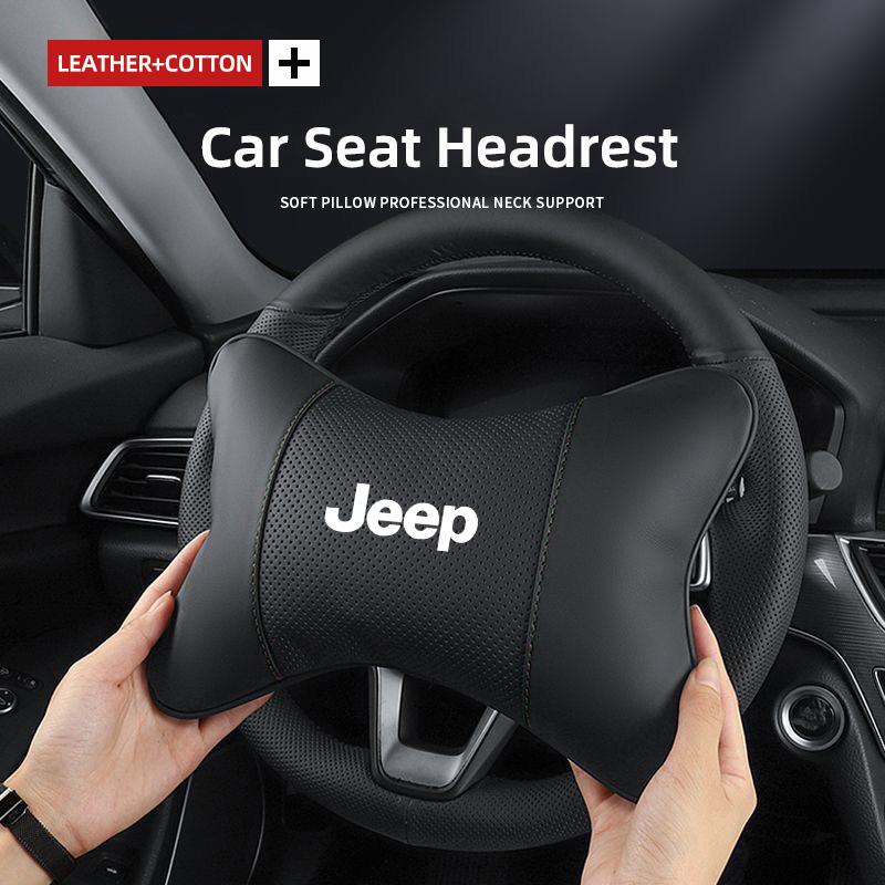 Для автомобиля Jeep Кожаное Сиденье Подголовник Подушка для Шеи Подушка Сиденья Для Jeep Grand Cherokee Wrangler JK Gladiator Compass Renegade