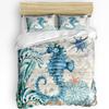 Seahorse Ocean Nautical Style Duvet Cover with Pillow Case Custom 3pcs Bedding Set Quilt Cover Double Bed Home Textile