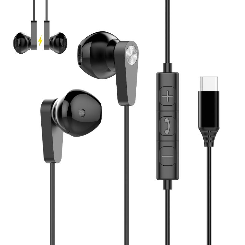 Наушники Type-C Полувкладыши Караоке Музыка Проводные наушники TYPE-C HIFI Высокое качество звука