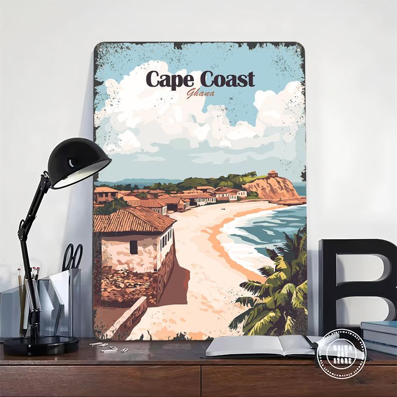 Cape Coast Ghana Travel Printed Poster Customized Wall Art Retro Vintage Metal Tin Signs for Room Decoration Gaming Wand Deko