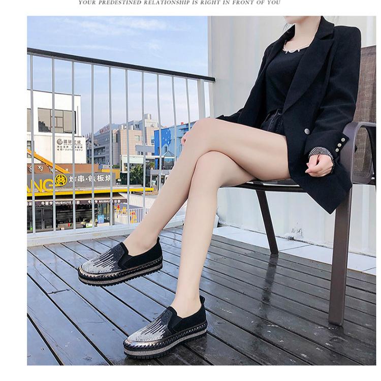 Женские мокасины с блестками и кристаллами, модная повседневная обувь на платформе, обувь без шнуровки