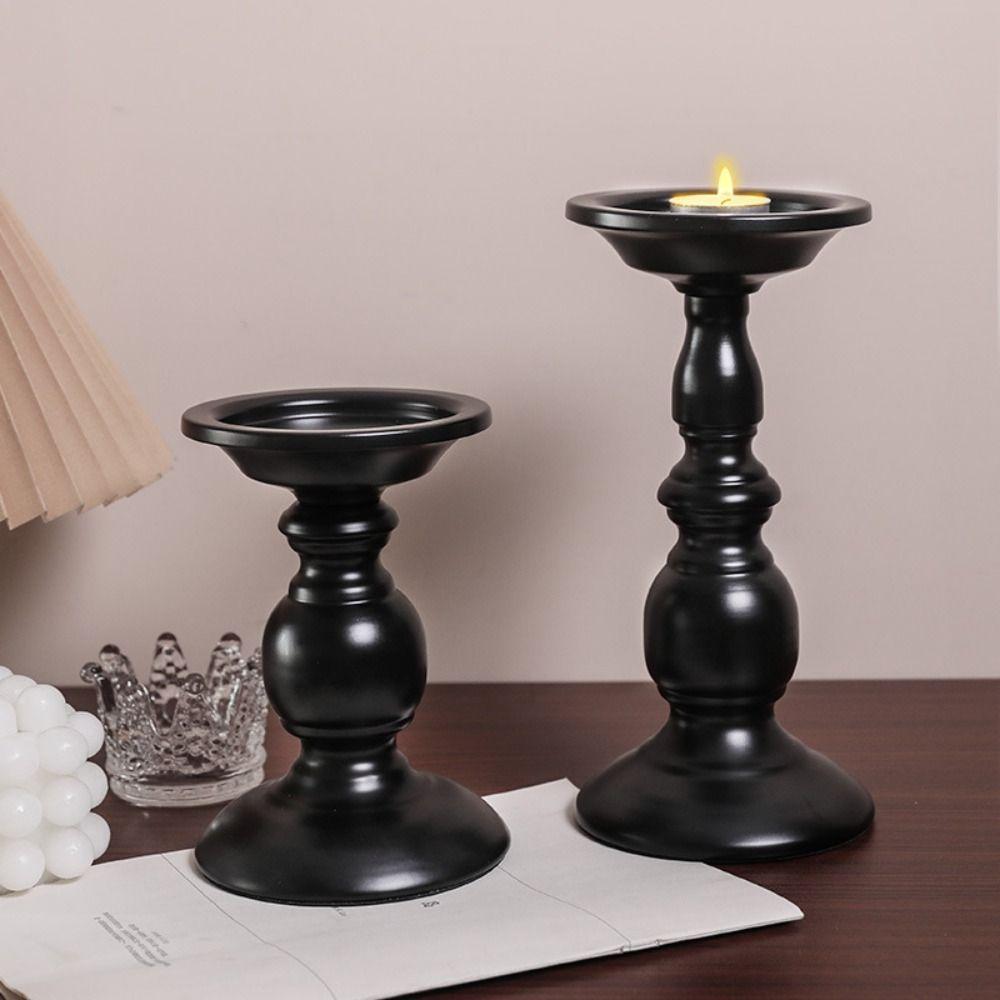 Black Vintage Candlestick Retro Candle Stand Candle Containers Candle Cup Banquet Dinning Table