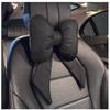 YUYAKESHI Neck Pad Headrest Neck Pillow with Ribbon, Fluffy and Cute Cushion for Travel, Driving, and Car Use, with Buckle (Black, 1 Piece)