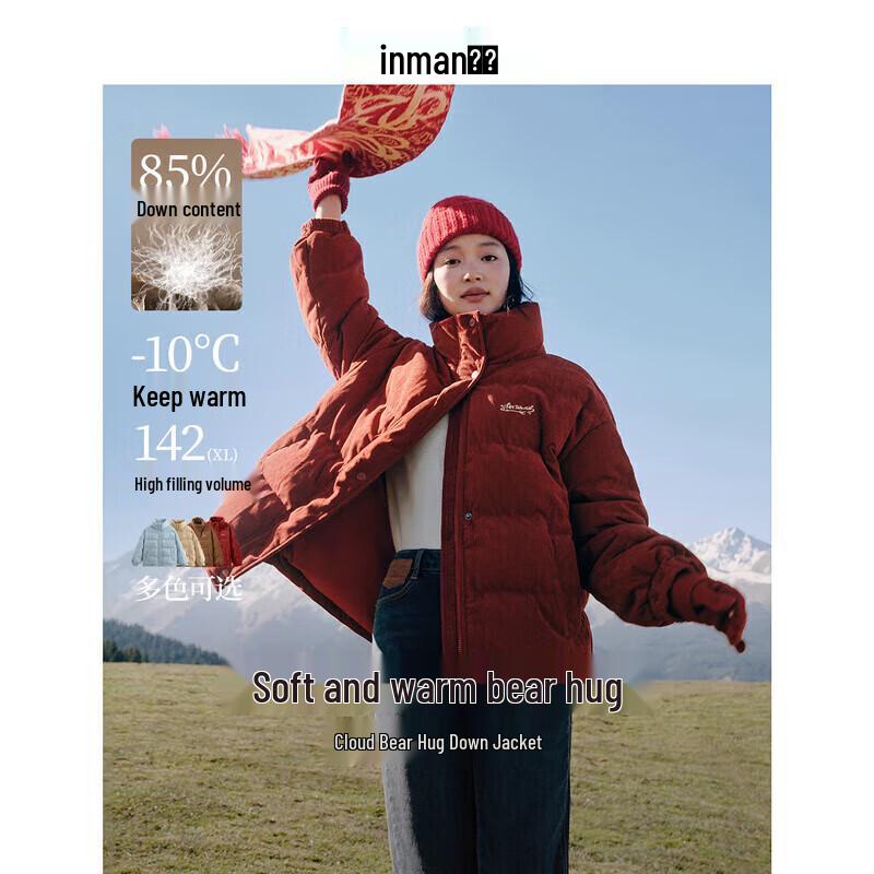 INMAN Women's Retro Corduroy Thickened Down Jacket