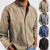 Fall Spring Men Shirt Turn-down Collar Single-breasted Loose Long Sleeves Button Cardigan Mid Length Retro Casual