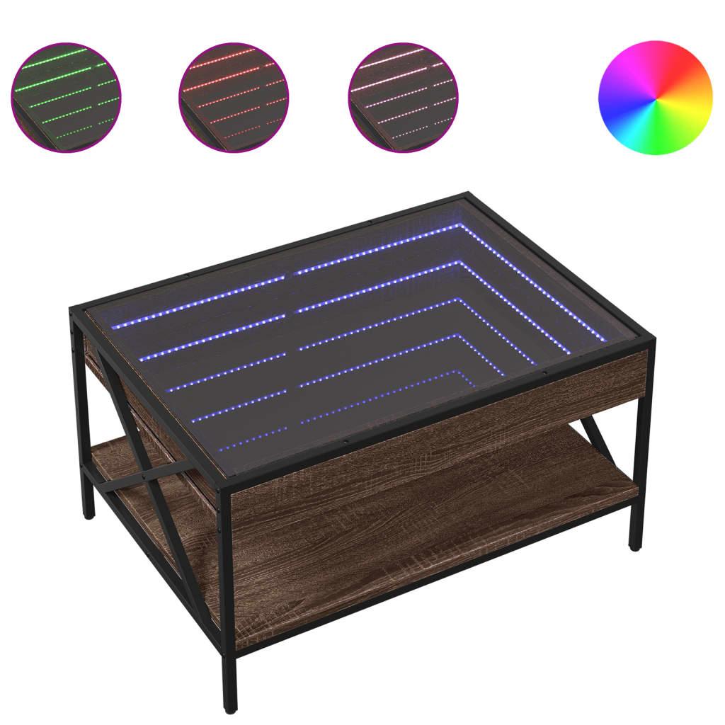 Кофейный столик Infinity LED с эффектом коричневого дуба 70 x 50 x 38 см