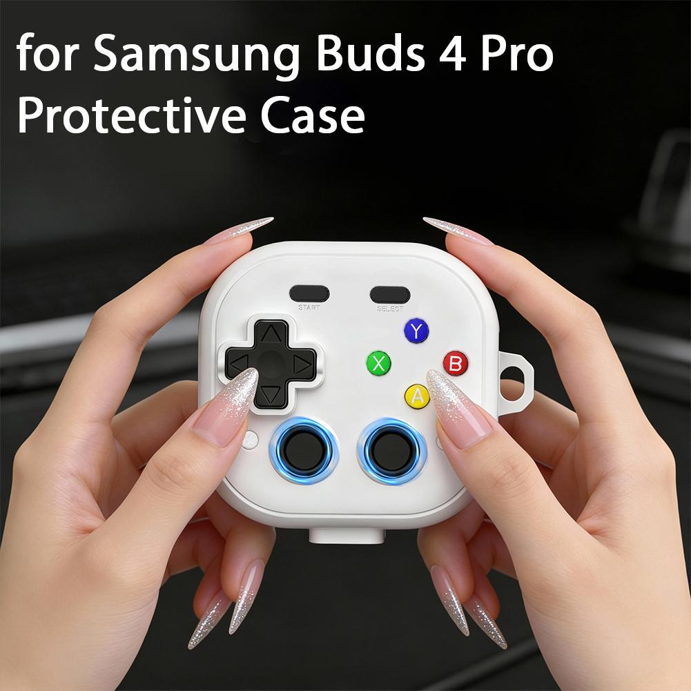 Чехол-футляр для Samsung Galaxy Buds 4 Pro Игровой плеер в ретро-стиле Мягкий силиконовый ударопрочный чехол с брелоком в виде сердца Чистящий стилус