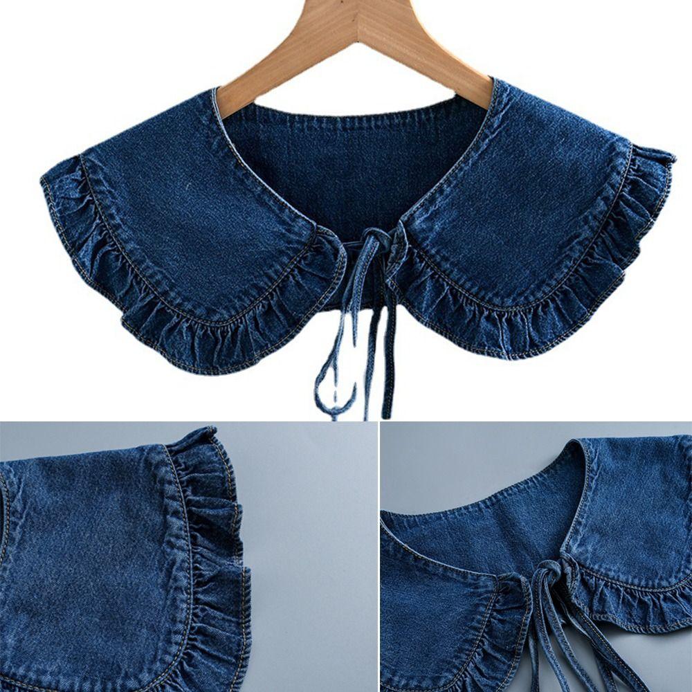 Clothing Accessories Layer False Collar Ruffle Denim Fake Shoulder Cute Shirt Fake Collar Women