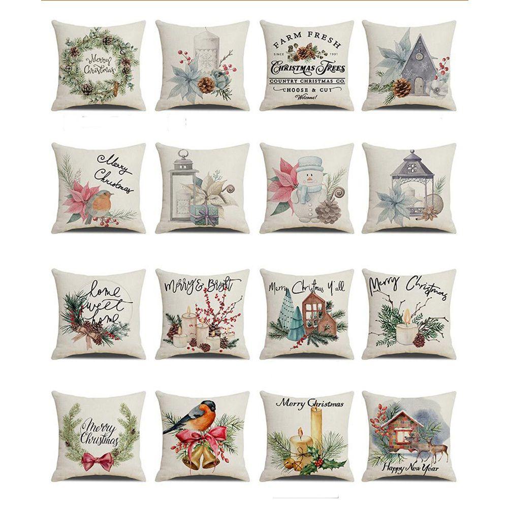 Christmas Gift Home Decorations Cartoon Cushion Cover Pillow Cover Christmas Pillowcase Polyester