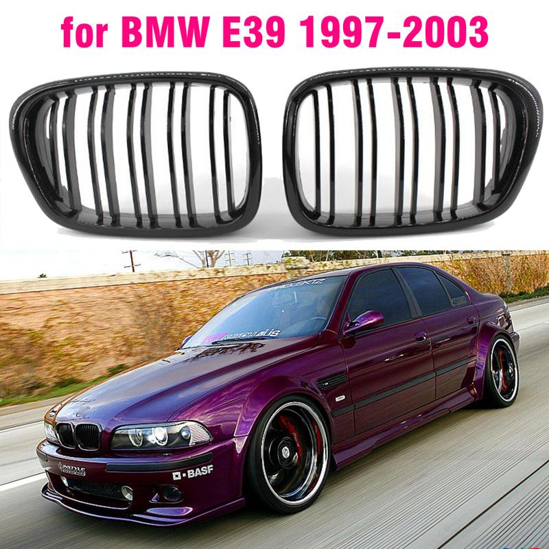 Передняя центральная матовая черная широкая решетка капота для BMW E39 525 528 530 535 M5 1997 2003