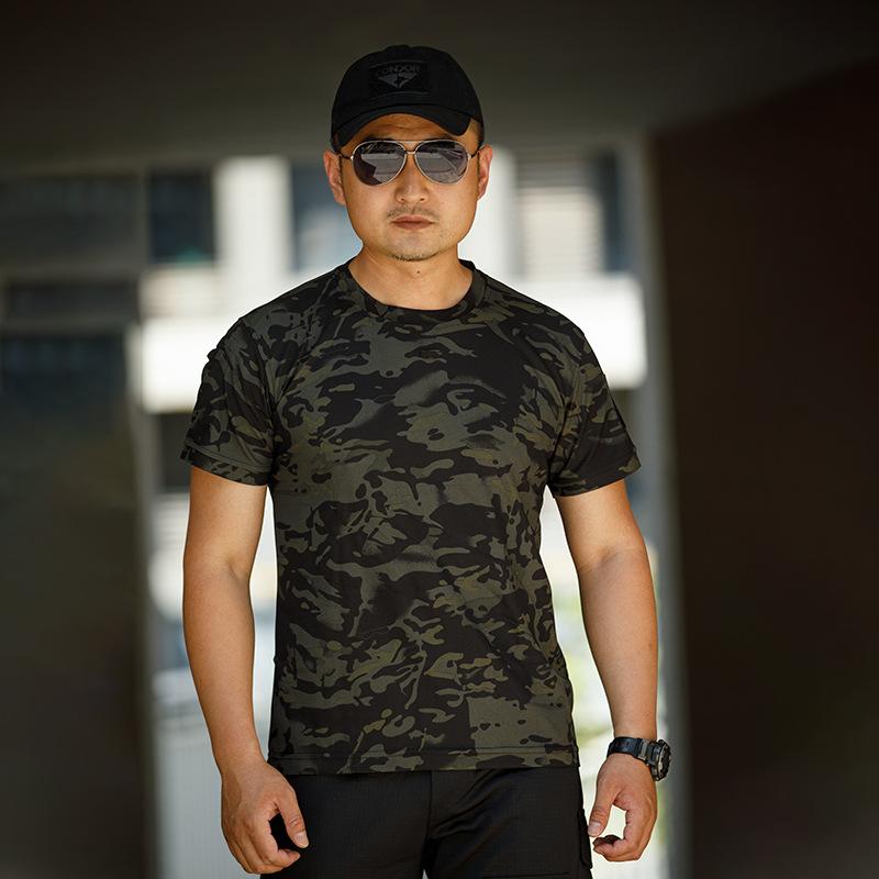 Мужская летняя уличная кофта с коротким рукавом, быстросохнущая, спортивная, с круглым вырезом и коротким рукавом