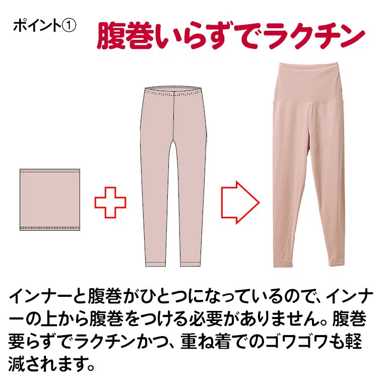 Shirasagi Knit Belly Pant with Fleece Cropped Belly Women's Lining, Leggings, Fall/Winter, Warm, Comfortable, Double-Layered Fabric, K5976X-R (LL,