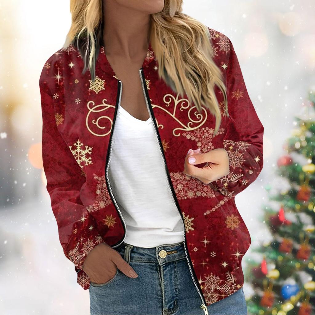 Women's Jacket Long Sleeve Lightweight Zipper Cropped Floral Printed Outerwear Casual Quilted Jacket With Pockets