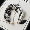 Flower Pearl Magnetic Buckle Scarf Print Scarves Printed Silk Scarf Retro Polka Dot Scarf  Vacation