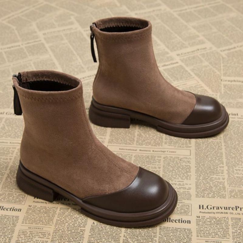 Женские замшевые ботильоны на среднем каблуке, плюшевые туфли на зимнем каблуке 2025 года, модная офисная обувь на толстом каблуке, модные прогулочные нескользящие ботинки Mujer