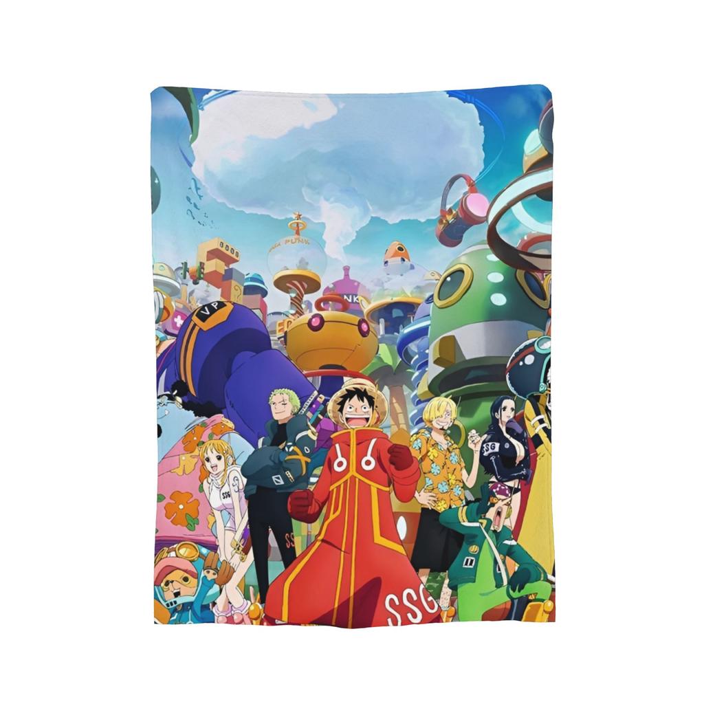 Luffy Anime Fleece Throw Blanket Luffy Zoro Sanji Blankets for Bed Car Super Soft Bedding Throws,