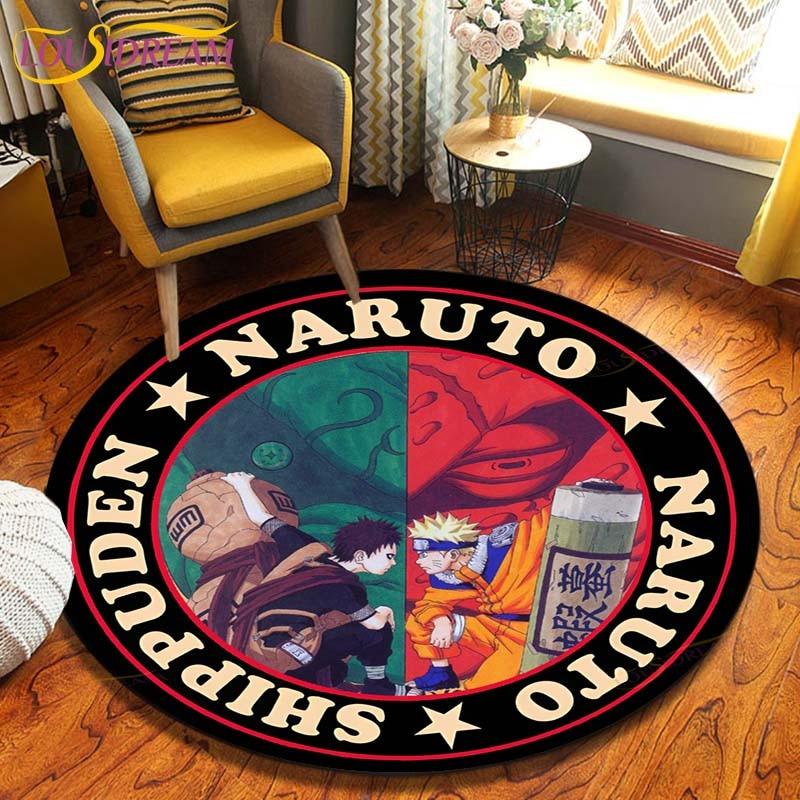 Круглый ковер в стиле аниме «Наруто», напольный коврик для спальни, фланелевый ковер с животными, противоскользящий детский игровой коврик, декоративные коврики для детской комнаты