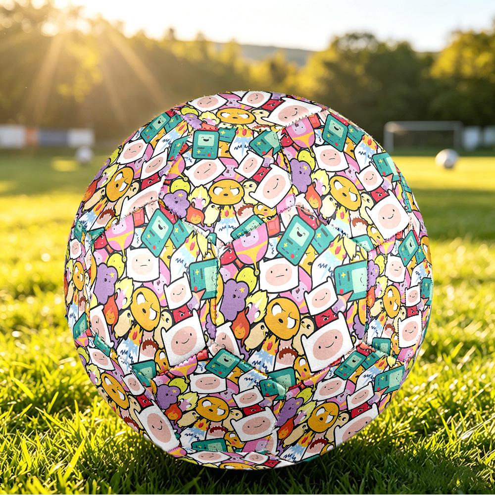 Adventure Time Printed Size 5 Standard Football, Waterproof PU Training Soccer Ball for Outdoor Sports