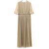 CLANE Платье длинное плиссированное с переключением цветочного узора, с коротким рукавом 1 бежевое Женское Б/У