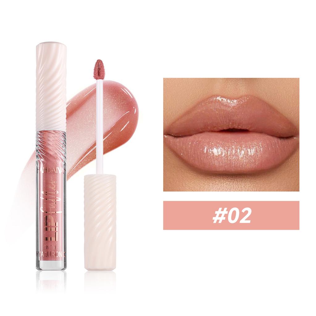 HANDAIYAN 8-Color Mirror Lip Gloss Hyaluronic Acid Lipstick Hydrating Moisturizing Pearl Fine Shine Fuller Looking Easy Color