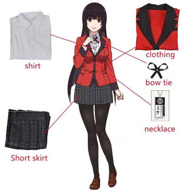 Костюмы аниме Kakegurui Yumeko Jabami, 5 шт./компл., косплей для девочек, взрослых и детей
