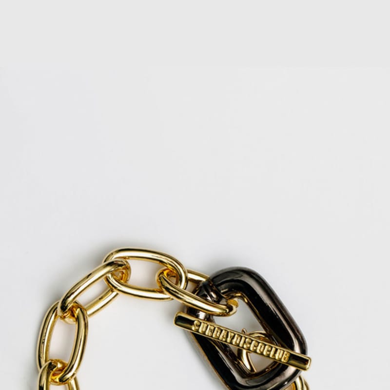 SUNDAY DISCO CLUB BLACK SQUARE CHAIN bracelet GOLD