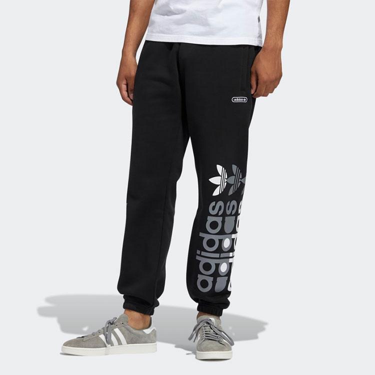 Adidas Originals Trefoil Fleece Sweatpants With Elastic Cuffs And Waist Men Bottoms Black GN3873
