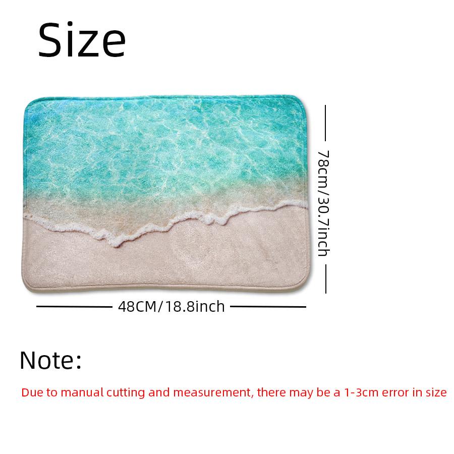 3D Sea Waves Bathroom Mat 1PCS 48X78CM Absorbent Non-slip Thicken Sponge Toilet Rug Hallway Rug Doormat