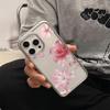 Розовый чехол для iPhone 17, мягкий, с серебристой рамкой, 15 цветочных дизайнов, подходит для 16 Pro Max и 14 Pro.