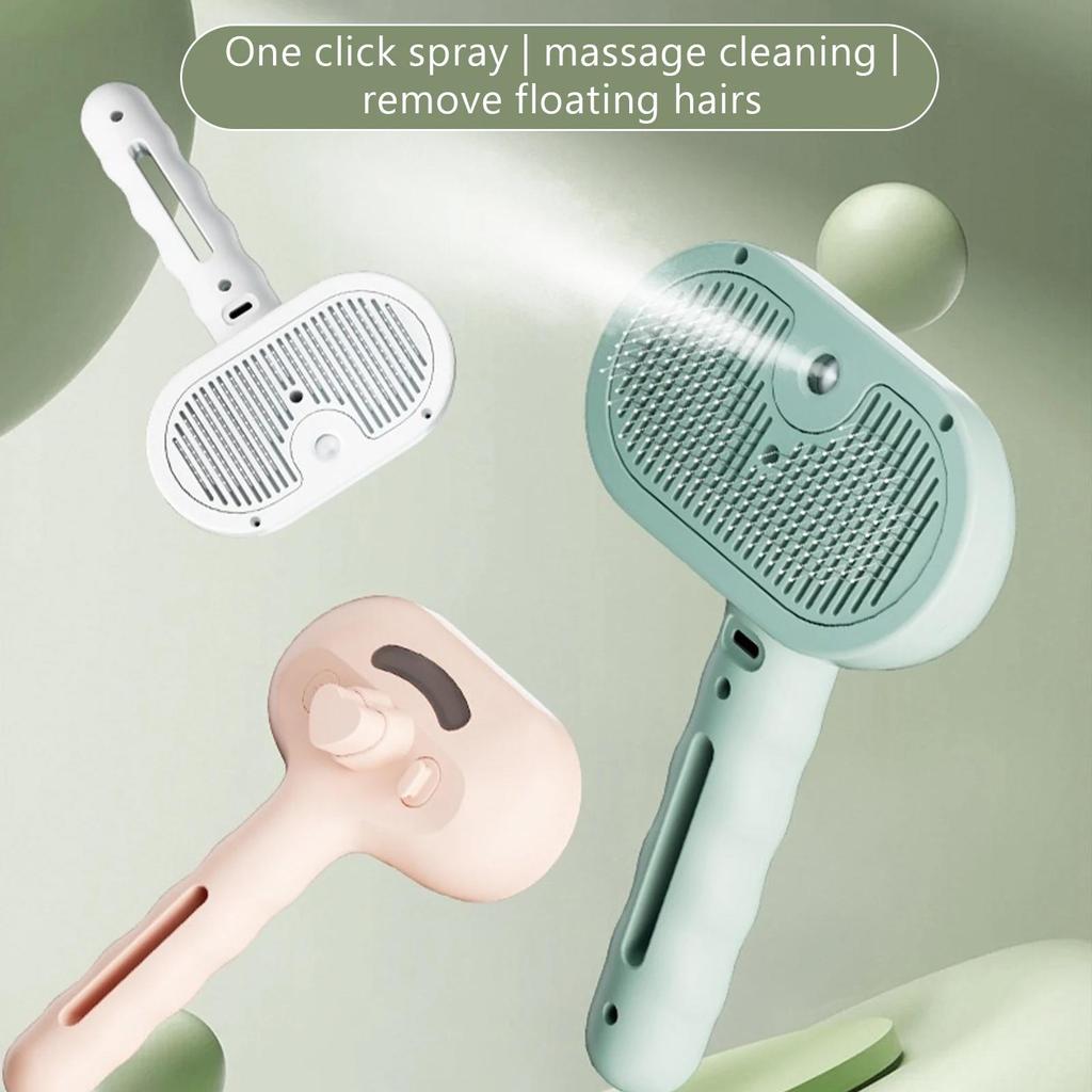 Расческа для собак Паровая массажная щетка для питомцев Круглая головка Зубья Спрей Удаление шерсти для кошек Собак Аксессуары