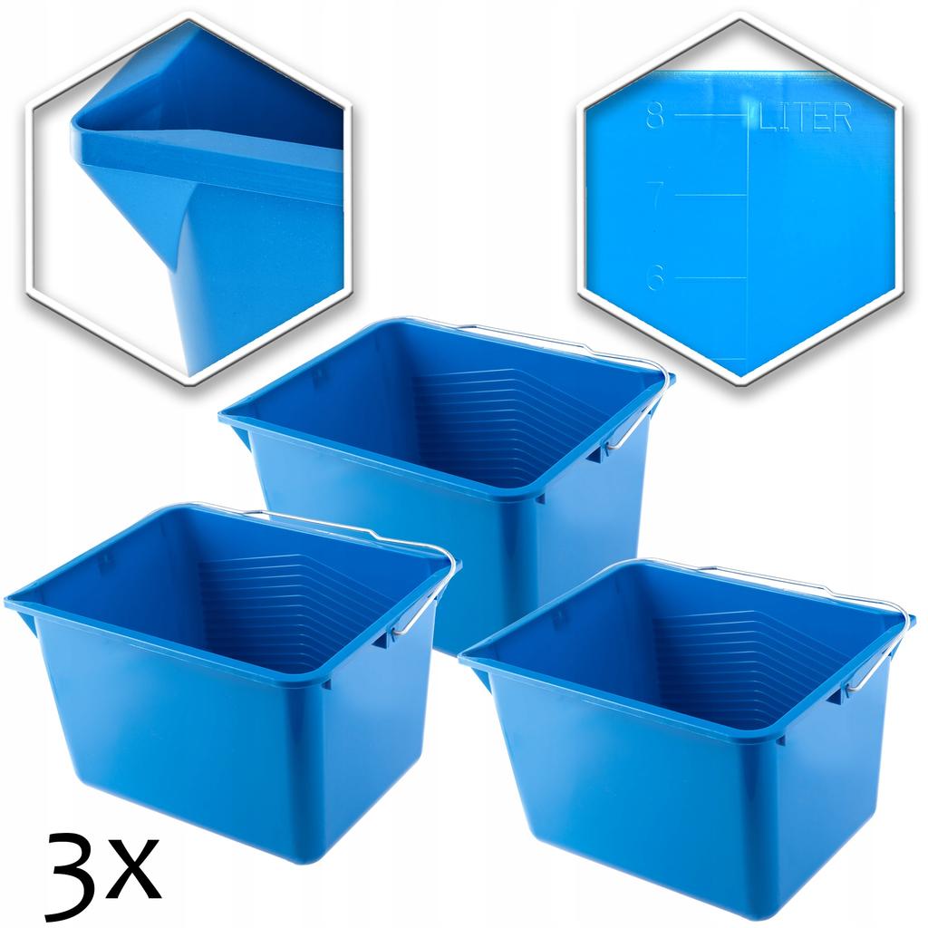KADAX Ведро для краски Ведро с ручкой 8 литров 3 шт.