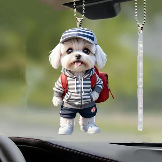 Рождественский кулон в виде зеркала заднего вида, подвесное украшение со шнурком, легко подвешивается, устойчив к выцветанию, подвеска в виде собаки, украшение на рождественскую елку