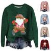 Women's Fashion Casual Long Sleeve Christmas Printed Neck Woolen Knit Pullover Top