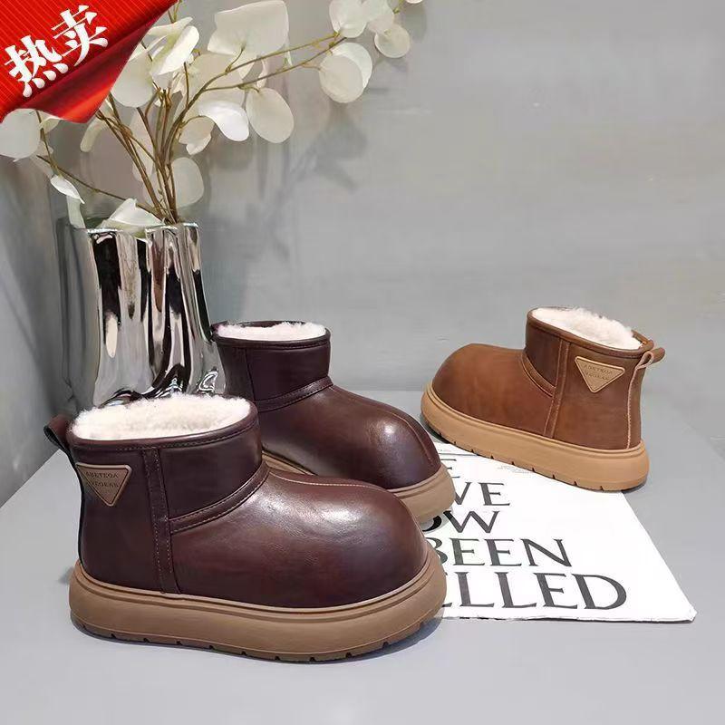 Youth style shoes Kids Winter Snow Boots Girls Boys Warm Fleece-Lined Ankle Retro Chunky Sole Casual Shoes