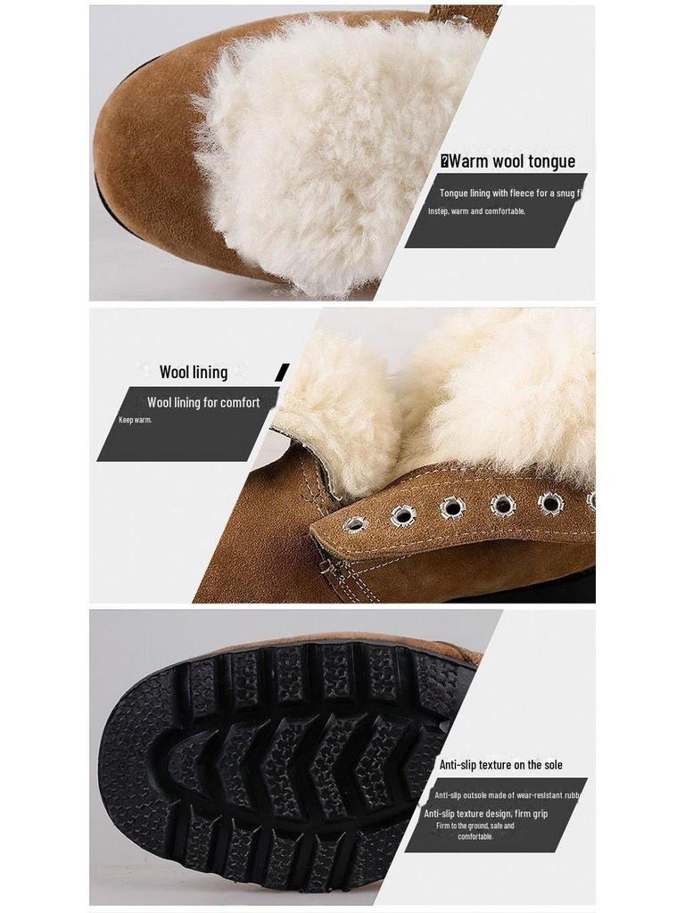 Men's Extra Thick High-Top Wool Snow Boots - Cold-Proof, Protective, Old-Fashioned Design