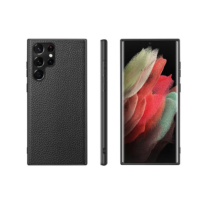 Подходит для чехла для мобильного телефона Samsung S25ultra Galaxy S24plus с полной защитой от падения S23 с узором личи 22 кожаный чехол