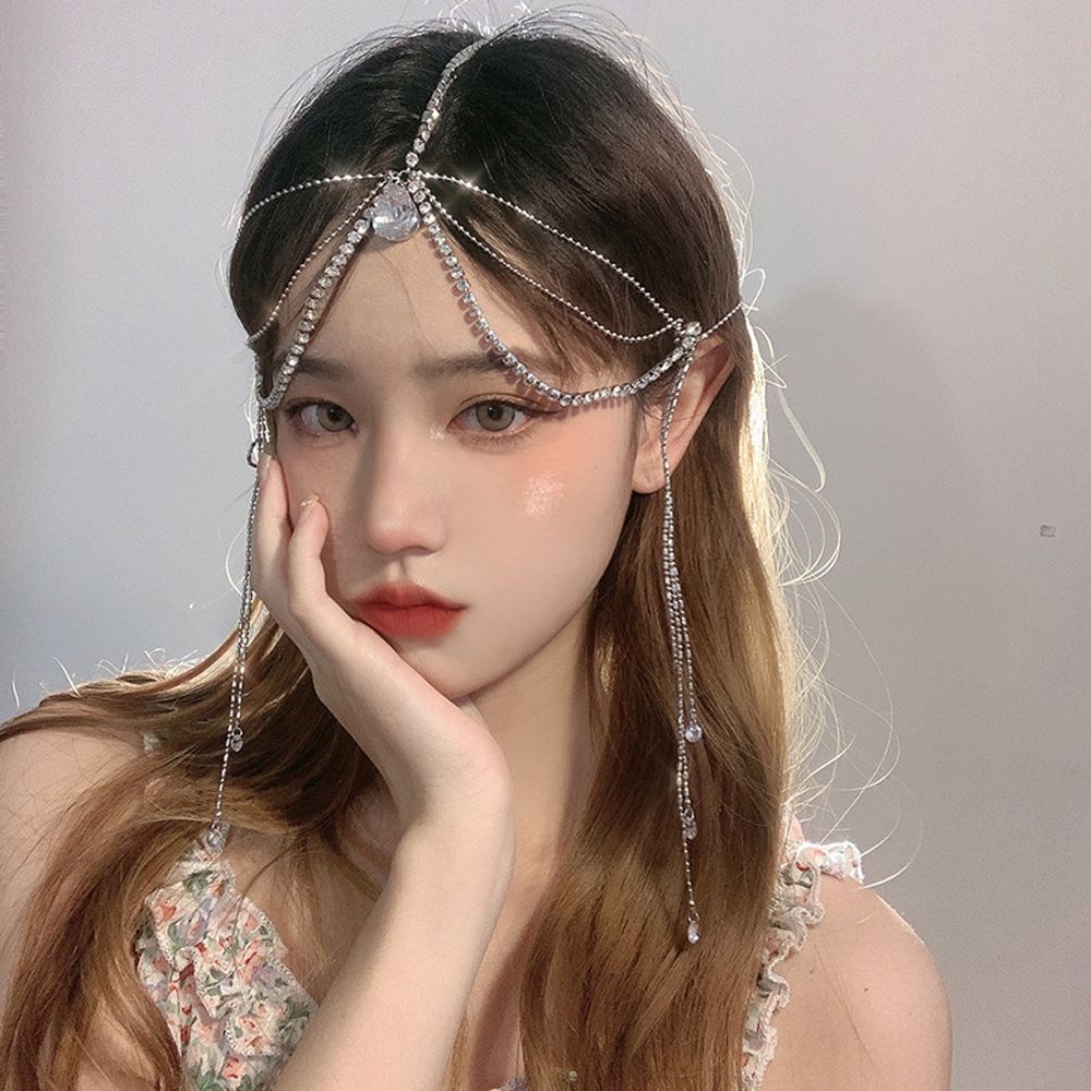 Цепочка на лоб с кисточками в корейском стиле, вуаль, женская повязка на голову, богемный обруч для волос, украшение для волос невесты