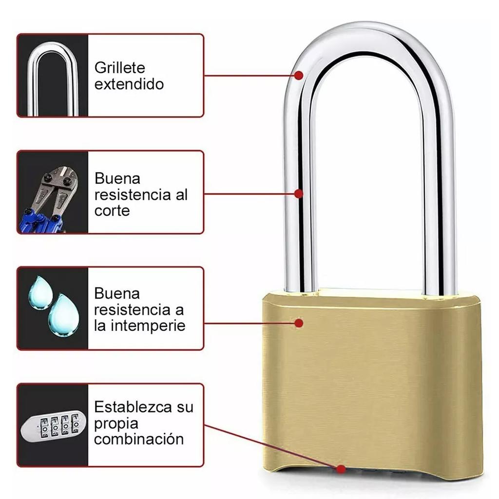 4 Digit Combination Padlock Weatherproof Resettable Heavy Duty Combination Padlock for Outdoor
