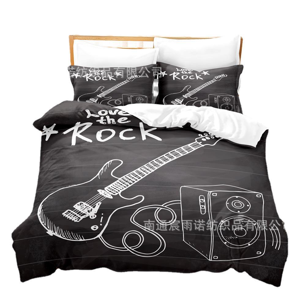 Креветочная кожа, Музыкальные символы, Набор из трех предметов, Простыня, Пододеяльник, Наволочка К картинке