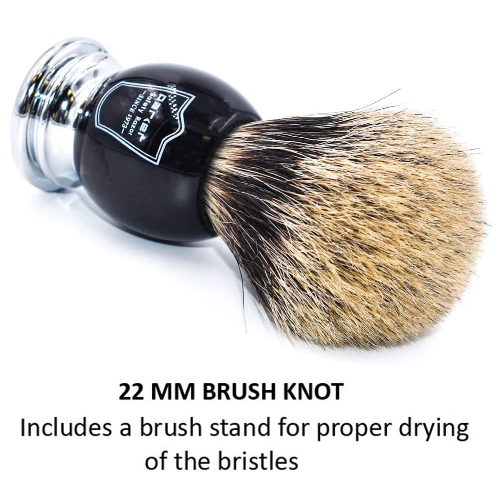 Parker Shaving Dense Foaming Badger Resin Dedicated Stand Barber Razor Brush, (100% Волосы/Черная ручка), Включено, Бритье, Бритва, [Предмет]