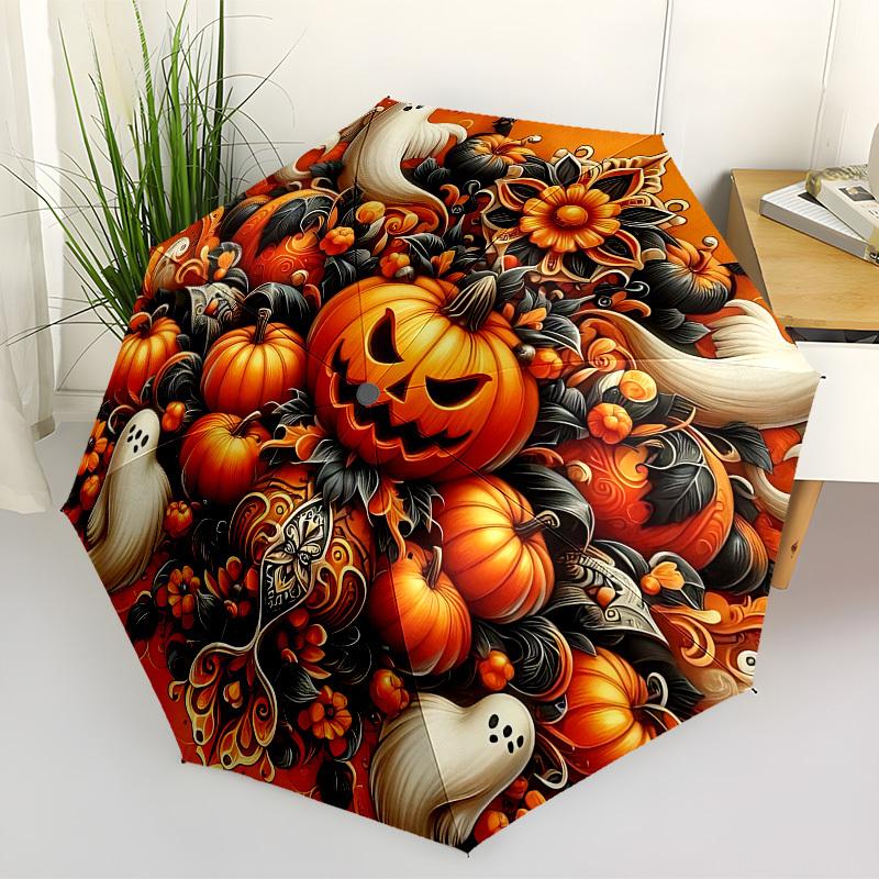 1pc Halloween Pumpkins Automatic Open/Close Umbrella, Folding Compact Umbrella with Lightweight Design for Women/Men yy251028164