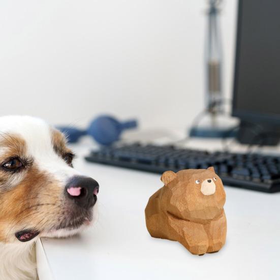 Yousheng 1/3 шт. деревянная резная фигурка медведя, ручная резьба по дереву, небольшая статуэтка животного, скульптура, украшение для домашнего офиса, рабочего стола, орнамент